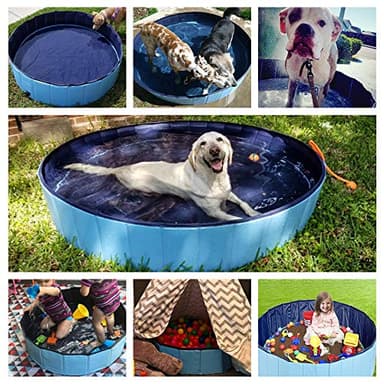 Jasonwell Foldable Dog Pet Bath Pool Collapsible Dog Pet Pool Bathing Tub Kiddie Pool Doggie Wading Pool for Puppy Small Medium Large Dogs Cats and Kids 63" Blue - Image 7