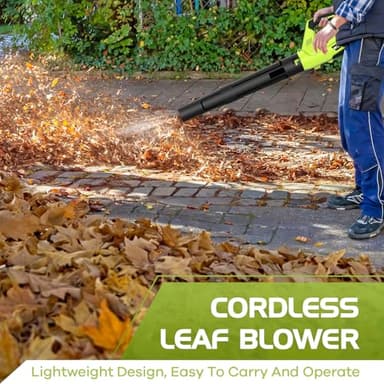 Leaf Blower, Electric Cordless Leaf Blower with 2 Batteries and Charger, 2 Speed Mode, Lightweight Leaf Blowers for Blowing Leaves, Lawn Care, Patio Cleaning and Dust - Image 2