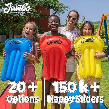 JAMBO 25Ft Premium XXL Slip Splash and Slide with 3 Bodyboards, Heavy Duty Water Slide- Advanced 3-Way Sprinkler System, Splash Mat Splash Pad Backyard Waterslide Outdoor Water Toys n Slides for Kids - Image 5
