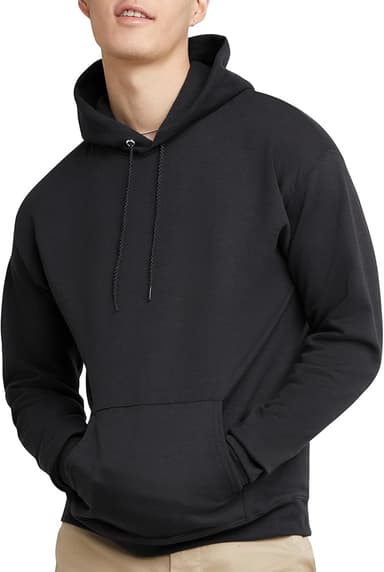 Hanes Men's Pullover EcoSmart Hooded Sweatshirt, Black, Medium - Image 1