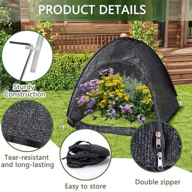 DECOHS 2 Pack 33" x 33" x 33" UV Resisitant 80% Pop up Plant Shade Tent, Garden Sunshade Cloth Sun Protection Tent, Sunblock Plant Cover Net with Stakes for Outdoor Plants Flower Potted - Image 3