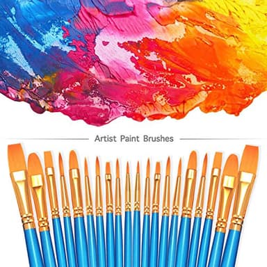BOSOBO Paint Brushes Set, 2 Pack 20 Pcs Round-Pointed Tip Nylon Hair Artist Acrylic Paint Brushes for Acrylic Painting Oil Watercolor, Face Nail Art, Canvas, Miniature Detailing & Rock Painting, Blue - Image 3