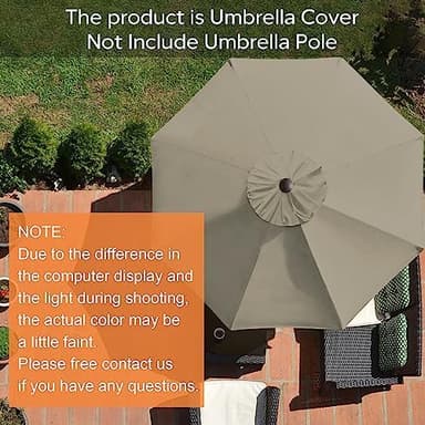 EliteShade USA 9FT Patio Umbrella Replacement Covers 8 Ribs Market Umbrella Canopy Cover (CANOPY ONLY) (Khaki - Image 3