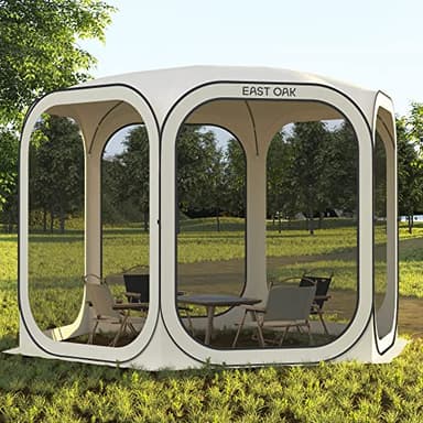 EAST OAK Screen House Tent Pop-Up, Portable Screen Room Canopy Instant Screen Tent 10 x 10 FT with Carry Bag for Patio, Backyard, Deck & Outdoor Activities, Beige - Image 10