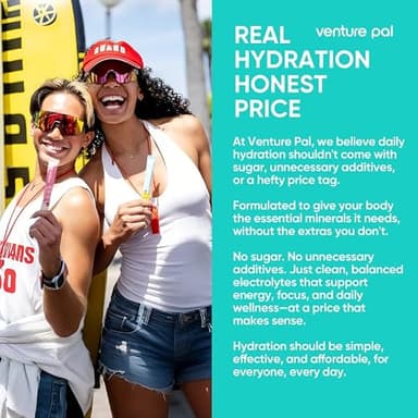 Venture Pal Sugar Free Electrolyte Powder Packets - Liquid Daily IV Drink Mix for Rapid Hydration & Party Recovery | 5 Vitamins & 7 Electrolytes| Keto Friendly | Non-GMO | Certified Vegan | 16 Sticks - Image 4