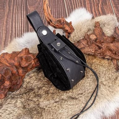 Cellphone Holder Retro Belt Pouch Waist Bag Fanny Pack Steampunk Medieval Renaissance Purse Halloween Costume Accessory (2Pouch-Black) - Image 7