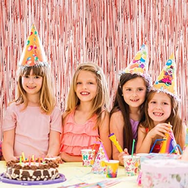 Voircoloria 3 Pack 3.3x8.2 Feet Rose Gold Foil Fringe Backdrop Curtains, Tinsel Streamers Birthday Party Decorations, Fringe Backdrop for Graduation, Baby Shower, Gender Reveal, Disco Party - Image 7