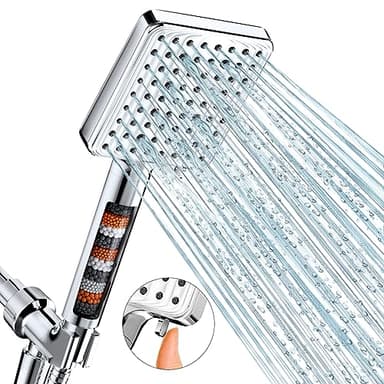 MakeFit Filtered Shower Head - 6 Modes High Pressure Handheld Shower Head with Filter Mineral Beads, Detachable Handheld Showerhead Set with Stainless Steel Hose and Shower Arm Bracket - Image 1