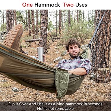 Sunyear Hammock Camping with Net/Netting, Portable Camping Hammock Double Tree Hammock Outdoor Indoor Backpacking Travel & Survival, 2 Tree Straps (16+1 Loops Each, 20Ft Total) - Image 6