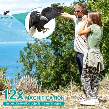 ZZSTAR 12x32 Binoculars with Camera, Large View Binoculars for Adults High Powered, FMC & BAK4 Prism, 2" LCD Display 5MP 1080P Video Photo Recorder for Bird Watching Hunting, with 32GB Card, Silver - Image 3