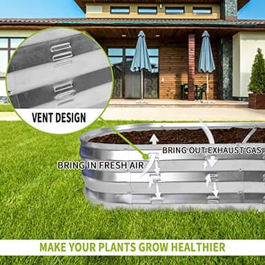 GADI Raised Garden Bed Kit for Vegetables Flower Galvanized Metal Planter Boxs Designed for Easy DIY and Cleaning Not Twist Or Rot (Silver) - Image 5