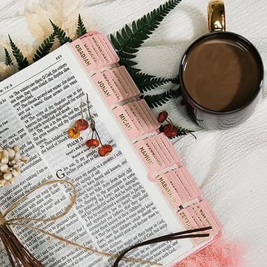 UPAFEXXI-Leather Bible Tabs, Bible Tabs for Women and Men(Gold Foil Lettering) Large Print Stickers, Easy to Read and Apply, 80 Chapters Labels for Easy Navigation (Pink) - Image 2