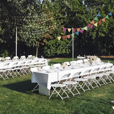 QUJEON Folding Chairs 10 Pack,White Plastic Folding Chairs for Indoor Outdoor,Portable Stackable Commercial Seat with Steel Frame 350lb.Capacity for Party Events Wedding Dining Picnic Office - Image 7