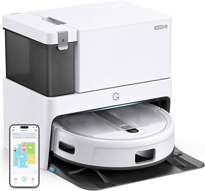 Yeedi Cube Robot Vacuum Cleaner, All-in-1 Vacuum and Mop (Auto Clean+Auto Empty), 5100Pa Suction Power with 180mins Runtime 8mm Mop Lifting, Compatible with Alexa - Image 1