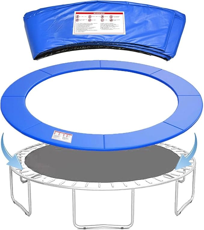Trampoline Replacement Safety Pad, 8ft 10ft 12ft 14ft 15ft 16ft Trampoline Spring Cover with Foam Padding, No Holes for Poles, Round, Blue - Image 1