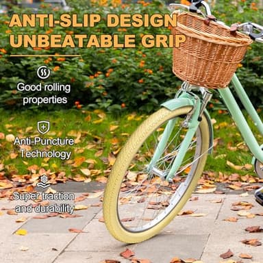 2-Pack Cruiser Bike Tires Set: Hycline 26x2.125 Inch (57-559 mm) Folding Replacement Bicycle Tires and Pair 26-inch Inner Tubes with Tire Levers for Beach or Urban City Commuter Bike-Cream - Image 2