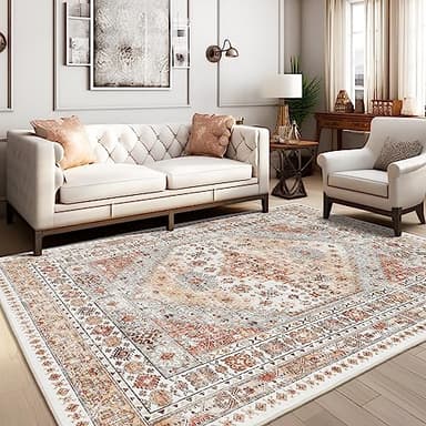 zesthome 9x12 Area Rugs,Stain Resistant Washable Rug,Ultra-Thin Rugs for Living Room,Bedroom,Non-Slip Backing Home Decor Large Area Rug (Orange,9'x12') - Image 3