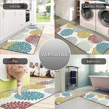 HEBE Anti Fatigue Kitchen Rug Sets 2 Piece Non Slip Kitchen Mats for Floor Cushioned Kitchen Rugs and Mats Waterproof Comfort Standing Mat Runner for Kitchen,Home Office,Sink,Laundry - Image 2