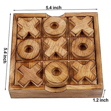 Glintoper Tic Tac Toe & 4 in a Row Tables Game Set, Classic Board Line Up 4 for Living Room Rustic Table Decor and Use as Game Top Wood Guest Room Decor Strategy Board Games for Families - Image 2