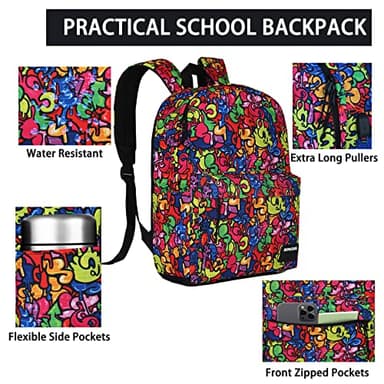 SUPACOOL Casual Laptop Backpack for Men and Women, Backpack for College, USB Charging Port, Lightweight Pack Back(Graffiti) - Image 5