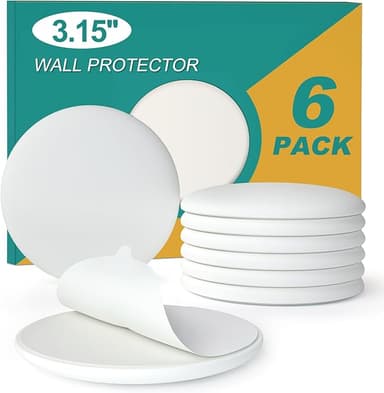 3.15"] Door Stoppers Wall Protector, 6 Pcs Large White Silicone Door Bumpers with Strong Thickened Adhesive,Shock Absorbent Door Knobs Wall Protectors to Cover up Damage and Protect Wall Surfaces - Image 1
