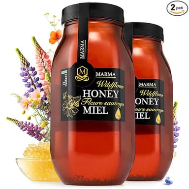 HONIGMA® Marma Wildflower Honey | Authentic Raw Honey from Ukraine | 100% Pure & Unpasteurized | 1000g/35.2oz | May Arrive Crystallized or Partially Crystallized | Pack of 2 - Image 1