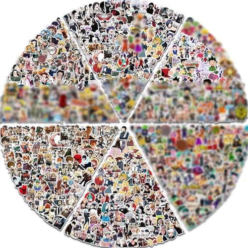 Arme Large Anime Stickers Mixed Pack,600Pcs Mixed with Classic Anime Theme Sticker Pack,Vinyl Waterproof Stickers and Decals for Bottles, Laptops, Skateboards&Notebooks, Sticker for Adults&Kids&Teens - Image 1