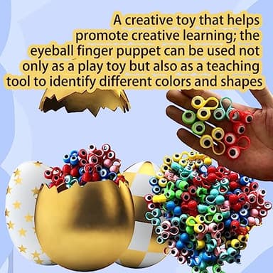 100 PCS Eye Finger Puppets Toys Set, Wiggly Eyeball Finger Puppet Eye On Rings for Kids, Party Favors for Boys Girls - Image 6