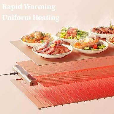 SUNMORN Warming Trays For Buffets Party, Warming Mat for Food, Precise Temperature Control Food Warming Mat, Uniform Heating Warming Mat, Electric Warming Tray, Premium Silicone Portable (Pink) - Image 3