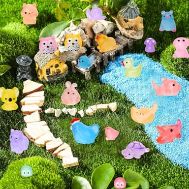 200pcs Luminous Mini Resin Animals 30 Types Miniature Resin Animal Figurines to Hide Bulk Glow in The Dark Tiny Ducks Frogs Small Cat Bunnies for Fairy Garden Micro Landscape Dollhouse Accessories - Image 4