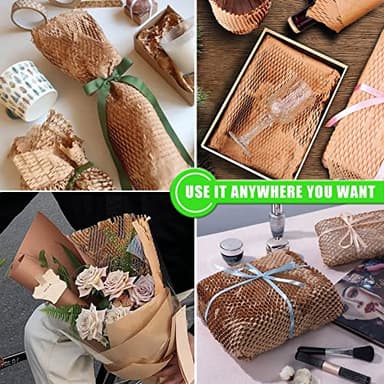 Honeycomb Packing Paper, MINHAO 15"x100' Eco Friendly Packing Paper for Moving Recyclable Honeycomb Paper Moving Supplies Bubble Paper Wrapping Protective Roll, With 36 Fragile Sticker Labels - Image 7