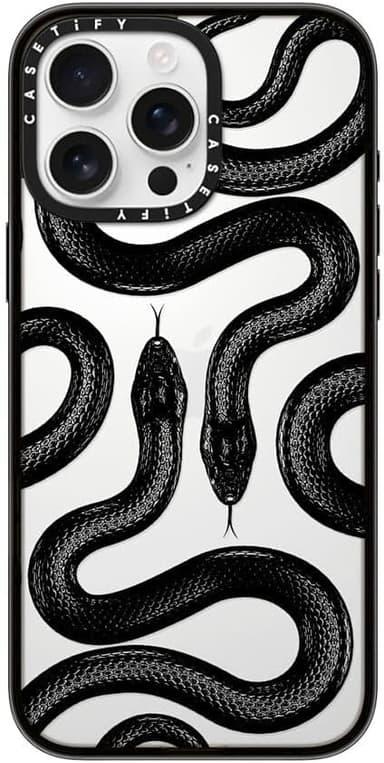 CASETIFY Compact iPhone 16 Pro Max Case [4 ft. 2X Military Grade Drop Protection/Slim/Lightweight] - Black Kingsnake - Clear Black - Image 2