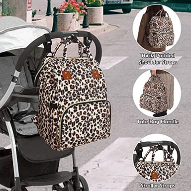 Diaper Bag Backpack Multifunction Maternity Diaper Bag for Baby Girls & Boys Large Capacity Travel Nappy Bags Leopard Print - Image 6