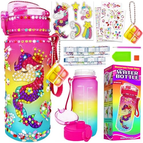 MHMYDIS Decorate Your Own Water Bottle - Arts and Crafts for Girls 4 5 6 7 8 - Unicorn Diamond Painting Craft - Fun Birthday Christmas Gifts for Kid 6-12 (Unicorn) - Image 1
