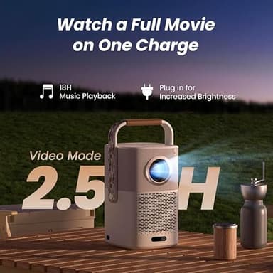 [Sound by JBL& Built-in Battery] Yaber T2 Outdoor Projector with WiFi 6 and Bluetooth, Native 1080P Smart Projector for Inside Outside,Compatible with TV Dongle(Not included)(Camouflage Handle) - Image 2