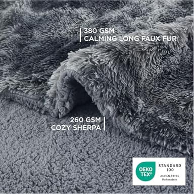 Bedsure Waterproof Dog Blankets for Large Dogs - Cat Blanket for Bed Couch Protector Washable Long Faux Fur, Calming Soft Reversible Throw Furniture Protection for Puppy Pet, 60"x80", Tie-dye Grey - Image 5