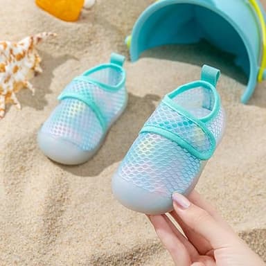 ihuan Baby Infant Water Shoes Girls Boys Swim Beach Pool Summer Toddler Sandals Kids Wide Toe Barefoot Quick Dry Non-Slip Breathable for Surf River Green - Image 8