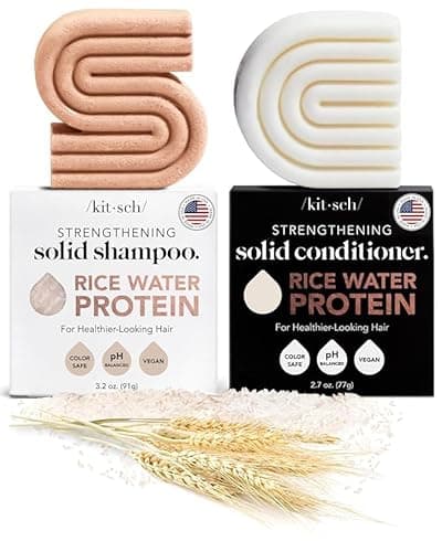Kitsch Rice Water Shampoo & Conditioner Set – Solid Shampoo & Conditioner Bar with Protein for Hair Growth, Strengthening Hair & Damage Repair – Paraben, Sulfate & Silicone Free – 2 Pack - Image 1