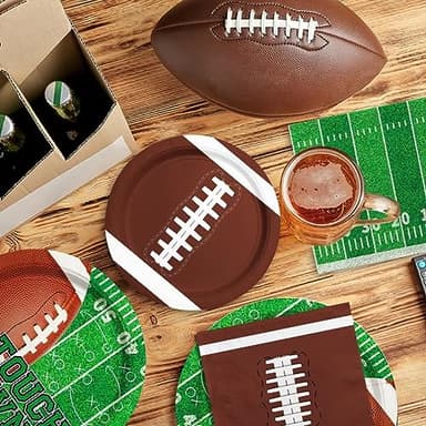 Gatherfun Football Party Supplies Kit Serve 24,Includes Dinner Plates, Dessert Napkins, Cups,Banner and Touchdown Tablecloth for Birthday Gameday Tailgate Decorations, Green (2023053002) - Image 7