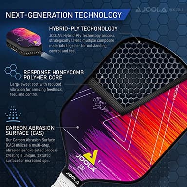 JOOLA Ben Johns Hyperion Pickleball Paddle - Carbon Surface, Elongated Handle, Polypropylene Core, Custom Cover - Image 4