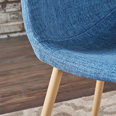 Christopher Knight Home Raina Mid-Century Modern Fabric Dining Chairs with Wood Finished Metal Legs, 2-Pcs Set, Muted Blue / Light Brown - Image 6