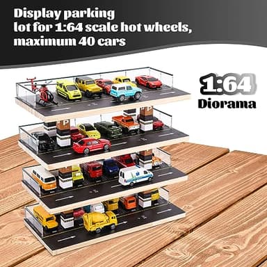 Saichotoy Display Case Compatible with Hot Wheels & Matchbox, 1/64 Scale Diecast Toy Car Storage, Parking Garage Diorama - Freestanding Storage with 4 Levels 24 Spots Maximum 40 Cars - Image 2