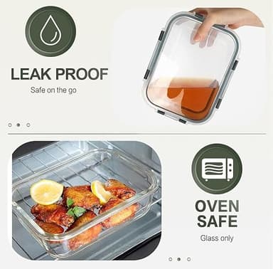 KOMUEE 10 Packs 30 oz Glass Meal Prep Containers,Glass Food Storage Containers with Lids,Airtight Lunch Bento Boxes,Microwave,Freezer and Dishwasher,Gray - Image 5