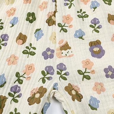 GFQLONG Toddler Baby Girls 3 Pack Elastic Waist Pants Soft Cotton Linen Harem Bloomers Summer Fall Long Pants,Flowers,5-6Y - Image 4