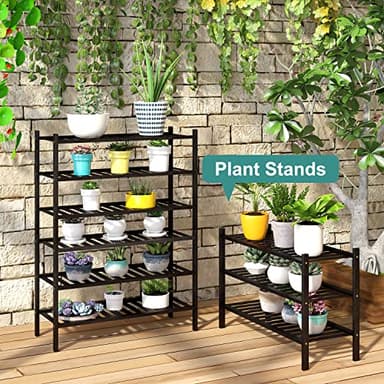 3-Tier Black Bamboo Shoe Rack for Entryway, Stackable | Foldable | Natural, Shoe Shelf Storage Organizer for Hallway Closet, Free Standing Shoe Racks for Indoor Outdoor - Image 7