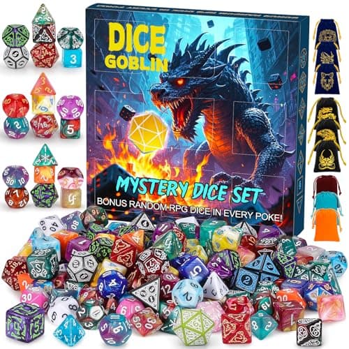 CiaraQ Mystery DND Dice Sets - Random 9 Complete Polyhedral Dice Sets with 9 Random Bags, Wide Range of Patterns, Surprise Blind Box DND Gifts for Dungeons & Dragons, Role Playing Table Game - Image 1