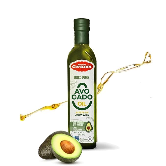 Amorcito Corazón - 100% Pure Mexican Avocado Oil - 16.9 fl. oz. (500ml) - Keto Diet Friendly, Kosher Certified - Ideal for Baking, High Heat Cooking, Frying, Homemade Sauces, and Dressings - Image 1