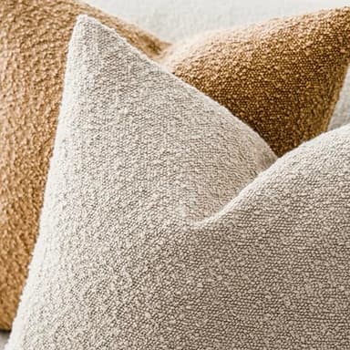 Foindtower Pack of 2, 20 x 20 Inch, Decorative Textured Boucle Throw Pillow Covers Accent Solid Pillow Cases Cozy Soft Couch Cushion Case for Chair Sofa Bedroom Living Room Home Decor, Oatmeal - Image 4