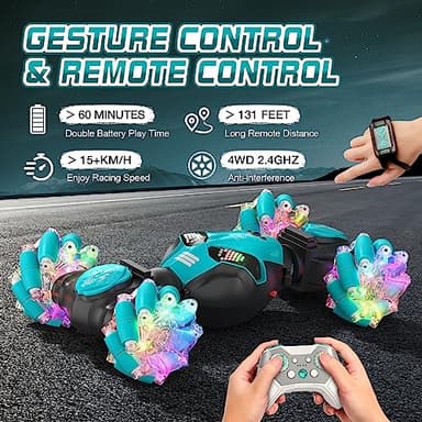 Axirata Gesture Sensing RC Stunt Car with Lights & Music for Kids 6-12 Year Old 4WD 2.4GHz Hand Controlled Remote Control Car 360° Rotation Off-Road Toy Car Gift for Boys Girls - Image 4