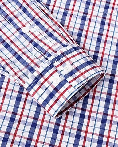 Alimens & Gentle Men's Plaid Button Down Shirts Cotton Long Sleeve Dress Shirts Regular Fit Gingham Shirts - Image 5